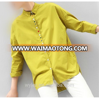 Fall Winter Women Blouse Solid Fashion Casual Shirts Icon Button Long Sleeve Spring Women Work Wear Blouses