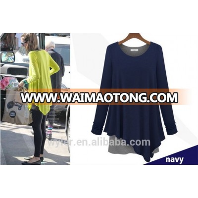 2015 Plus Size Loose Blouse For Women, Autumn Women Long Sleeve Blouse